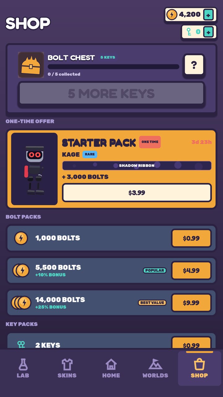SHOP screen