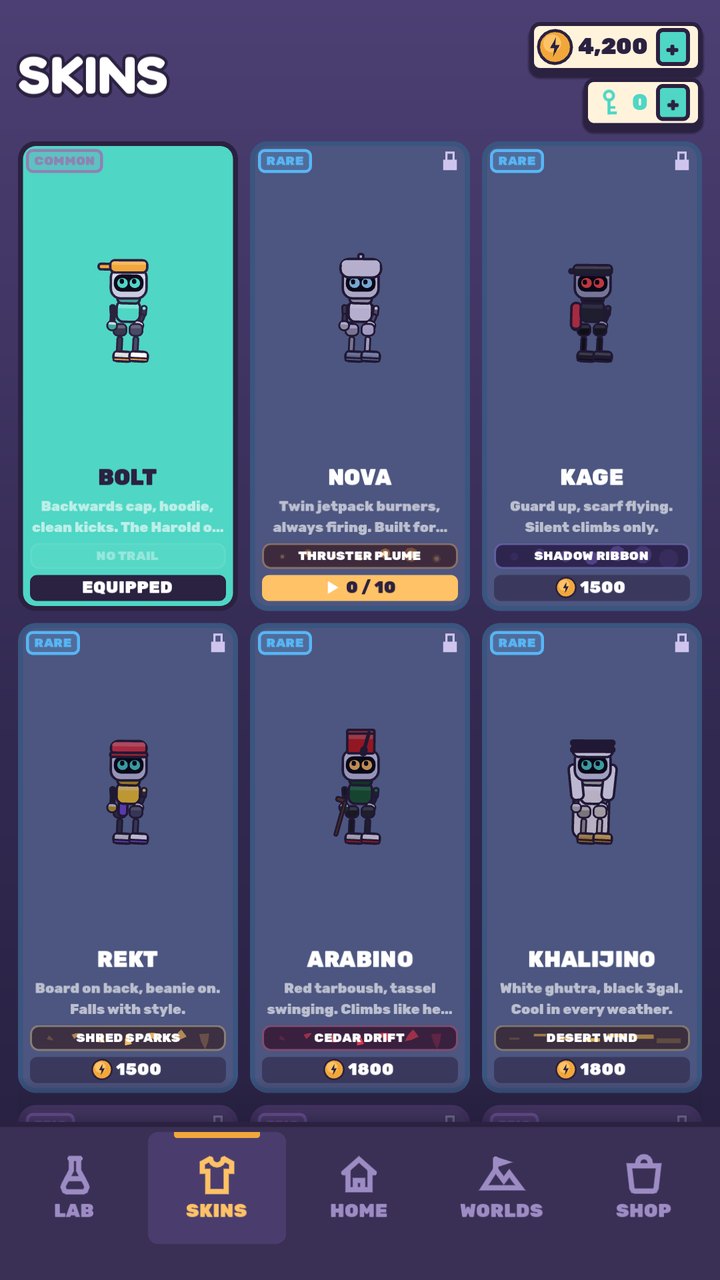SKINS screen
